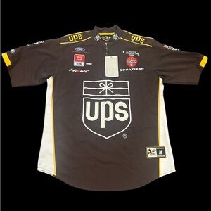 Chase Authentics NASCAR UPS Mens Size M Winston Cup Quarter Zip Shirt Brown